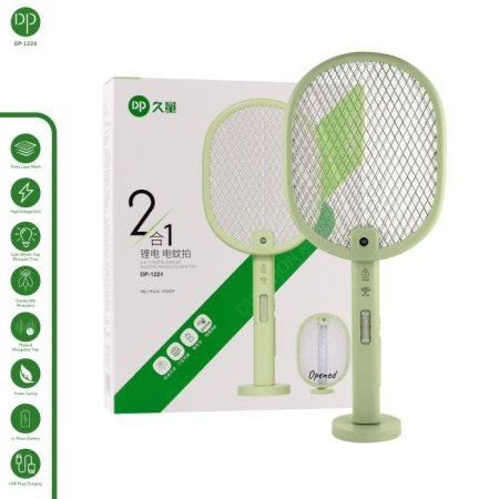 مضرب ناموس كهربائي قابل للطي 2 في 1 من DP، طراز DP-1224