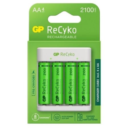 مجموعة شاحن بطاريات GP ReCyko AA4