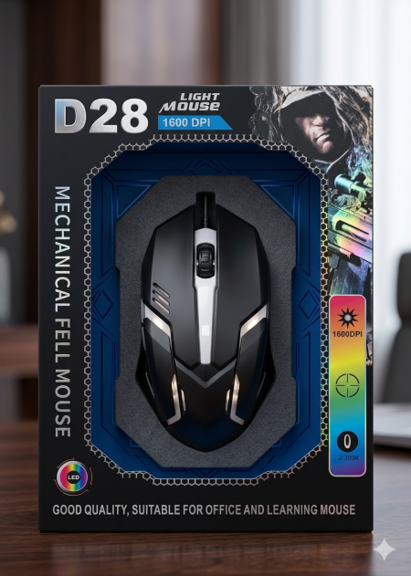 ماوس كمبيوتر موديل D28 من ماركة "LIGHT MOUSE