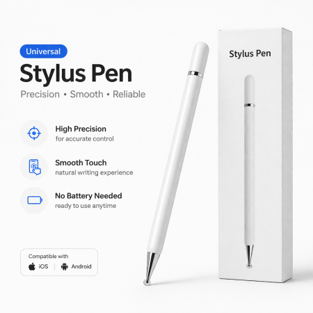 قلم شاشة (Stylus Pen) يُستخدم للكتابة أو الرسم على الأجهزة اللوحية والهواتف الذكية